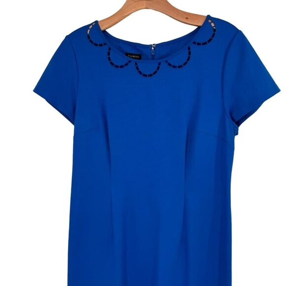 Talbots Womens Blue Sheath Dress With Beaded Neckline Size 8 - Picture 7 of 11